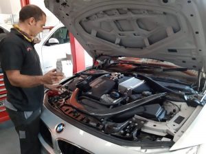 BMW M4 Undergoing Brake Fluid Flush Service at GP Motor Works