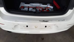 BMW - rear bumper damage in for repair at GP Motor Works