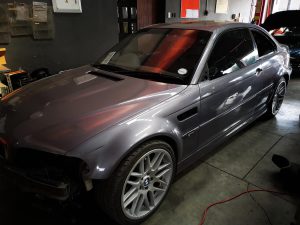 BMW E46 M3 full body respray left side view at GP Motor Works