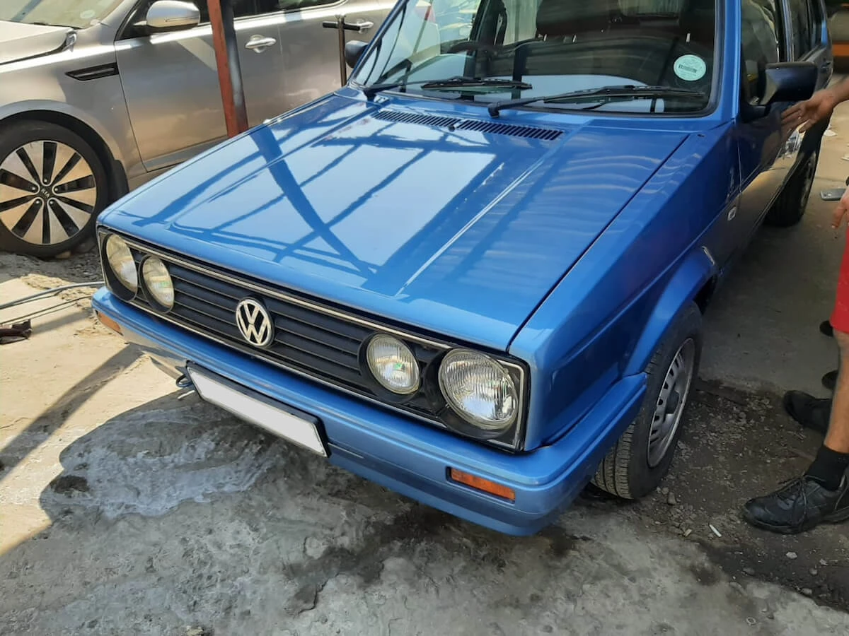 VW Golf Front-End Body Restoration — VW Golf bumper and bonnet restoration completed