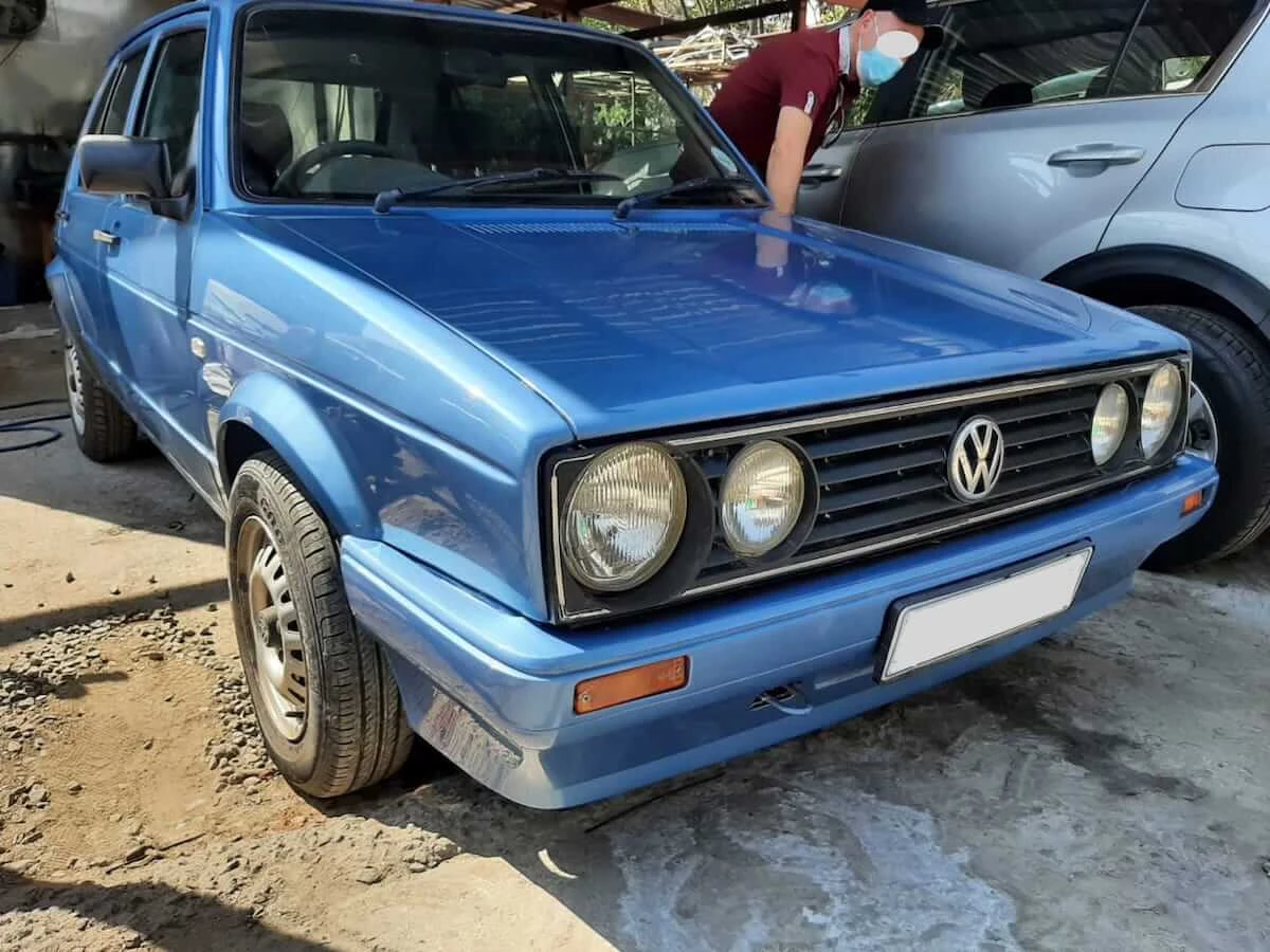 VW Golf Front-End Body Restoration — VW Golf bumper and bonnet restored beautifully