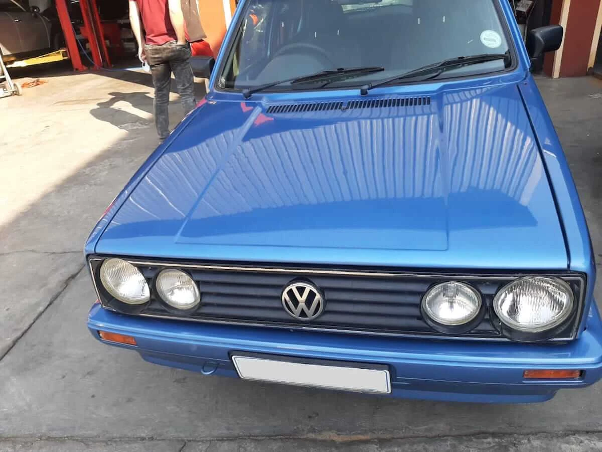VW Golf Front-End Body Restoration — VW Golf bumper and bonnet restored