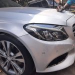 Mercedes Benz C200 205 front right bumper damage repaired and sanded at GP Motor Works