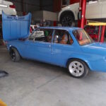 BMW 2002ti in for engine tuneup to stop black exhaust emissions at GP Motor Works