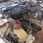 BMW 435i engine bay with engine removed and sent to engineering at GP Motor Works